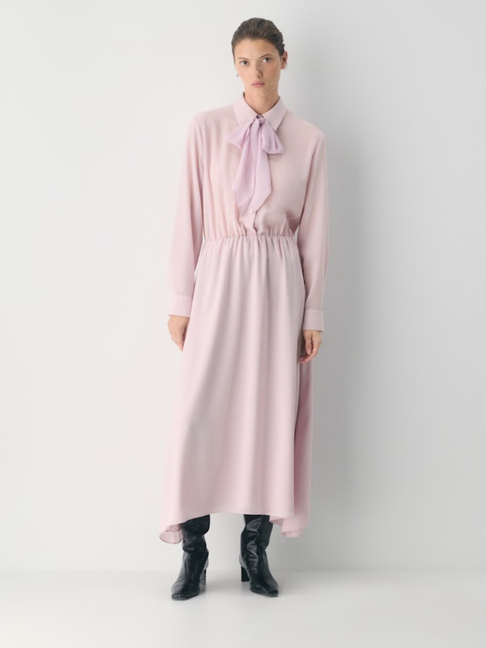 Aritzia Blush Pink Bow-Tie Maxi Dress